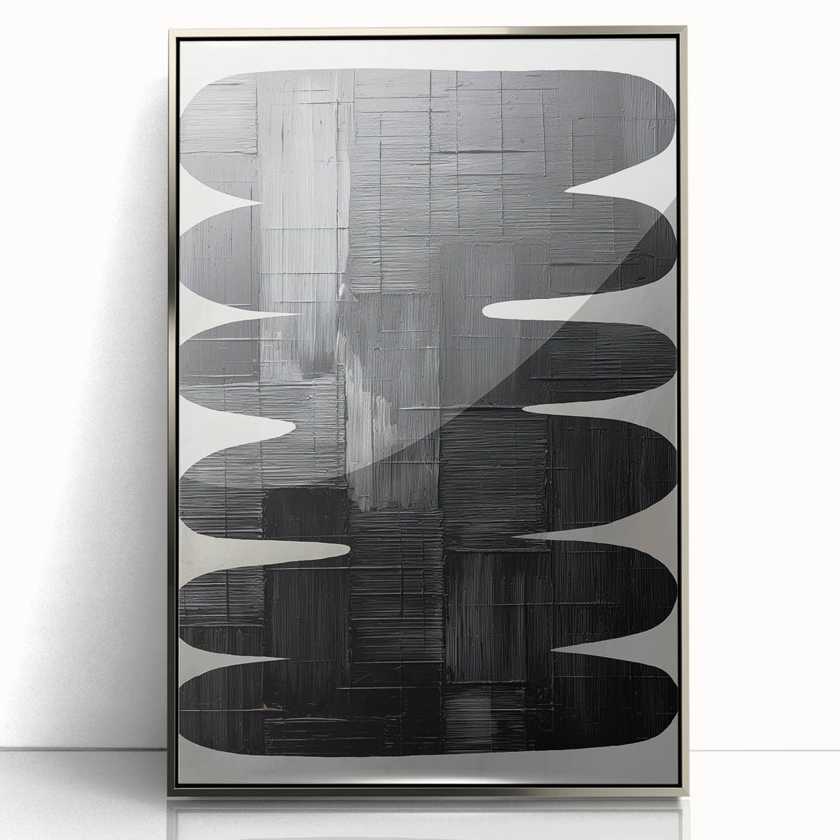 Contemporary Dining Art Pieces - Black & White Textured Abstract