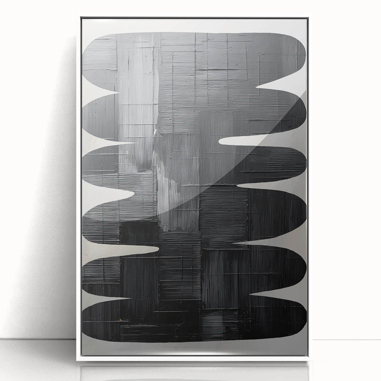 Contemporary Dining Art Pieces - Black & White Textured Abstract