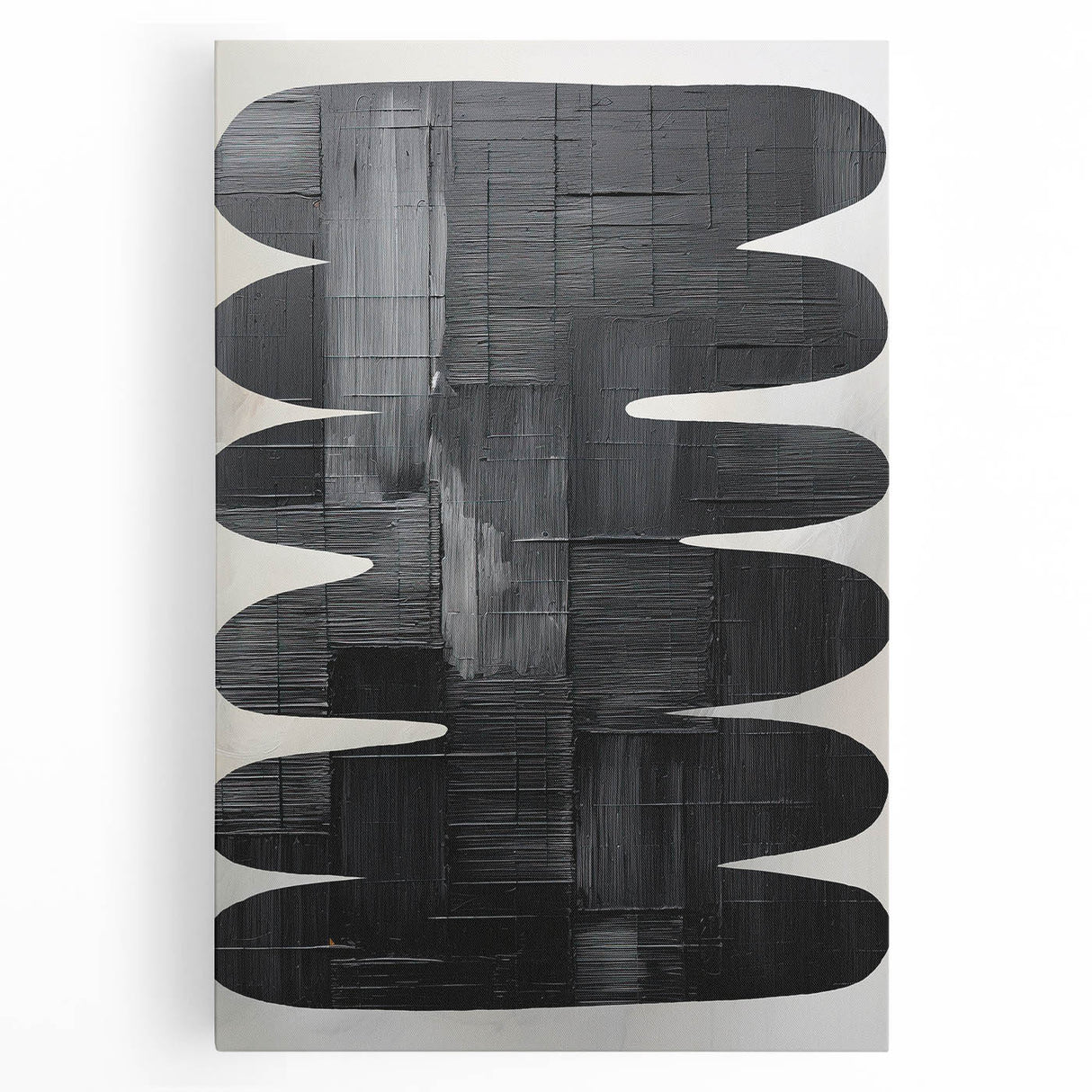 Contemporary Dining Art Pieces - Black & White Textured Abstract