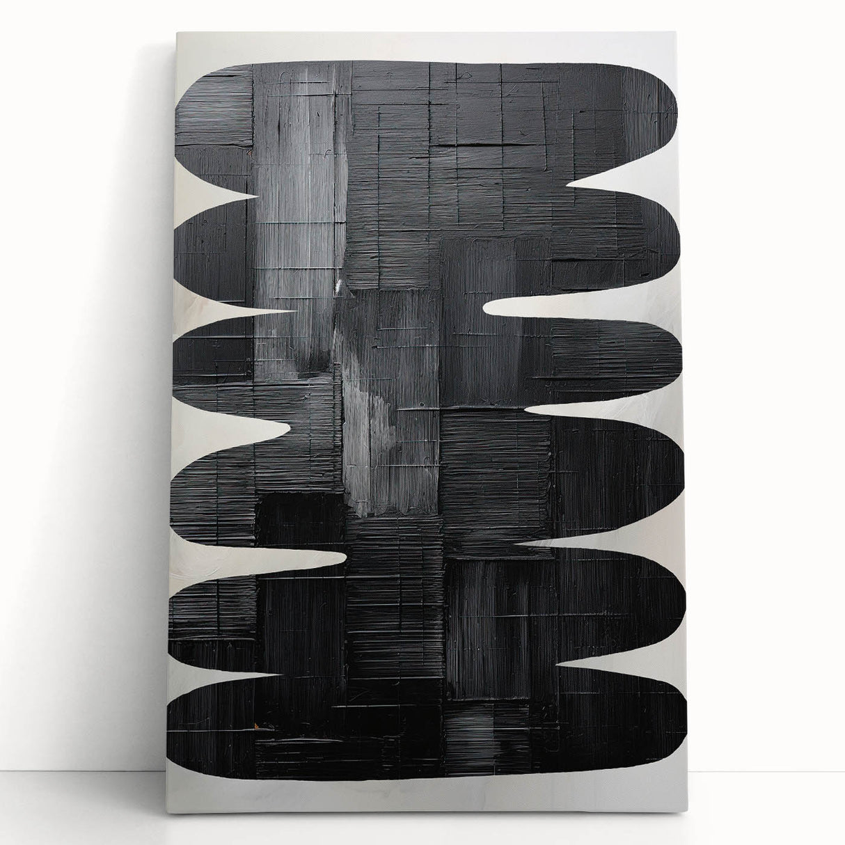 Contemporary Dining Art Pieces - Black & White Textured Abstract