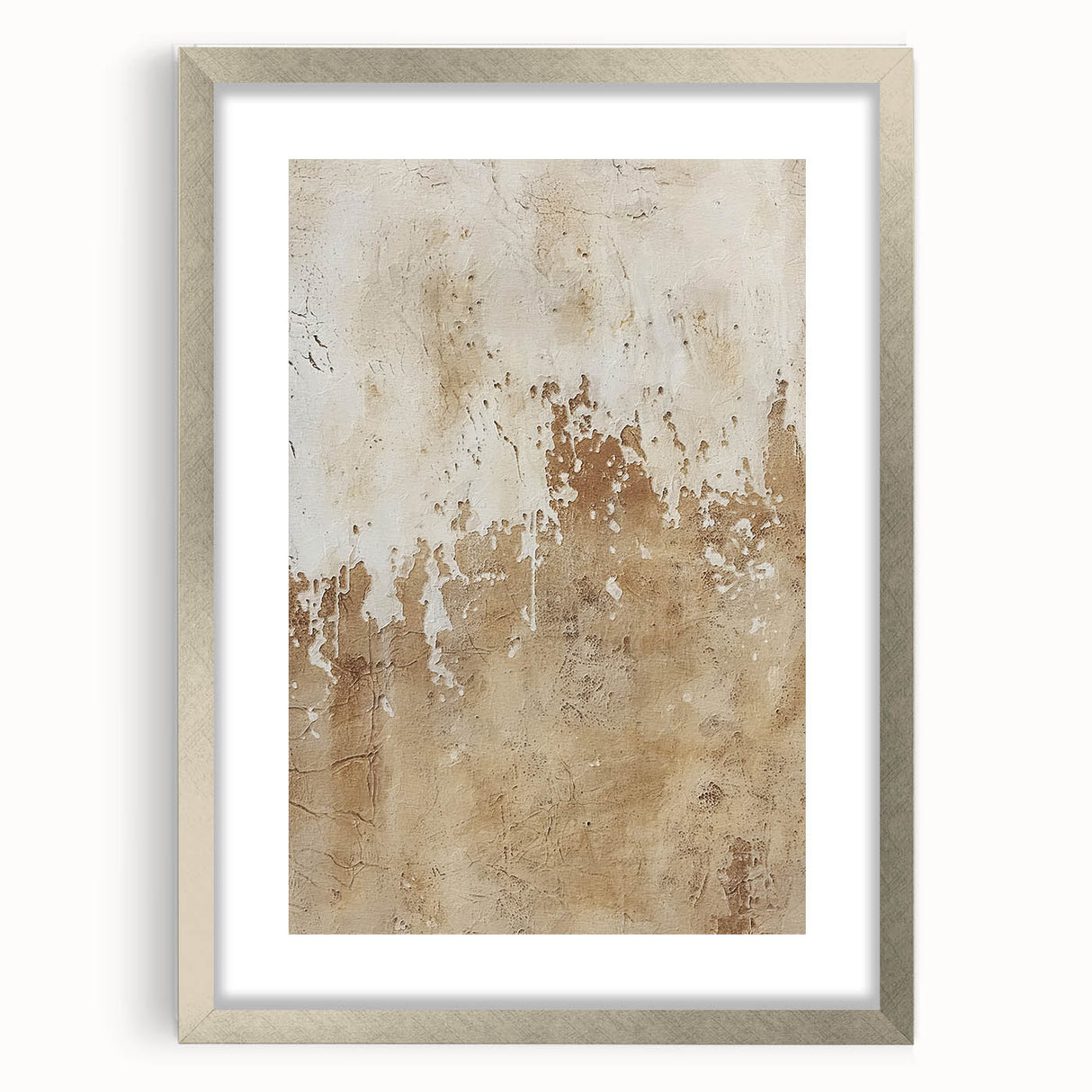 Abstract strokes wall art design in a silver frame with mat, showcasing vibrant colors and dynamic patterns, ideal for modern home decor. Perfect for adding artistic flair to living spaces.