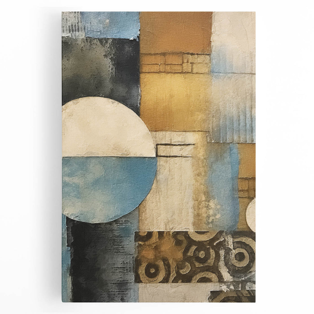 Abstract wall art featuring vibrant, multicolored strokes on a stretched canvas, perfect for modern home decor. This striking piece adds a contemporary flair to any room.
