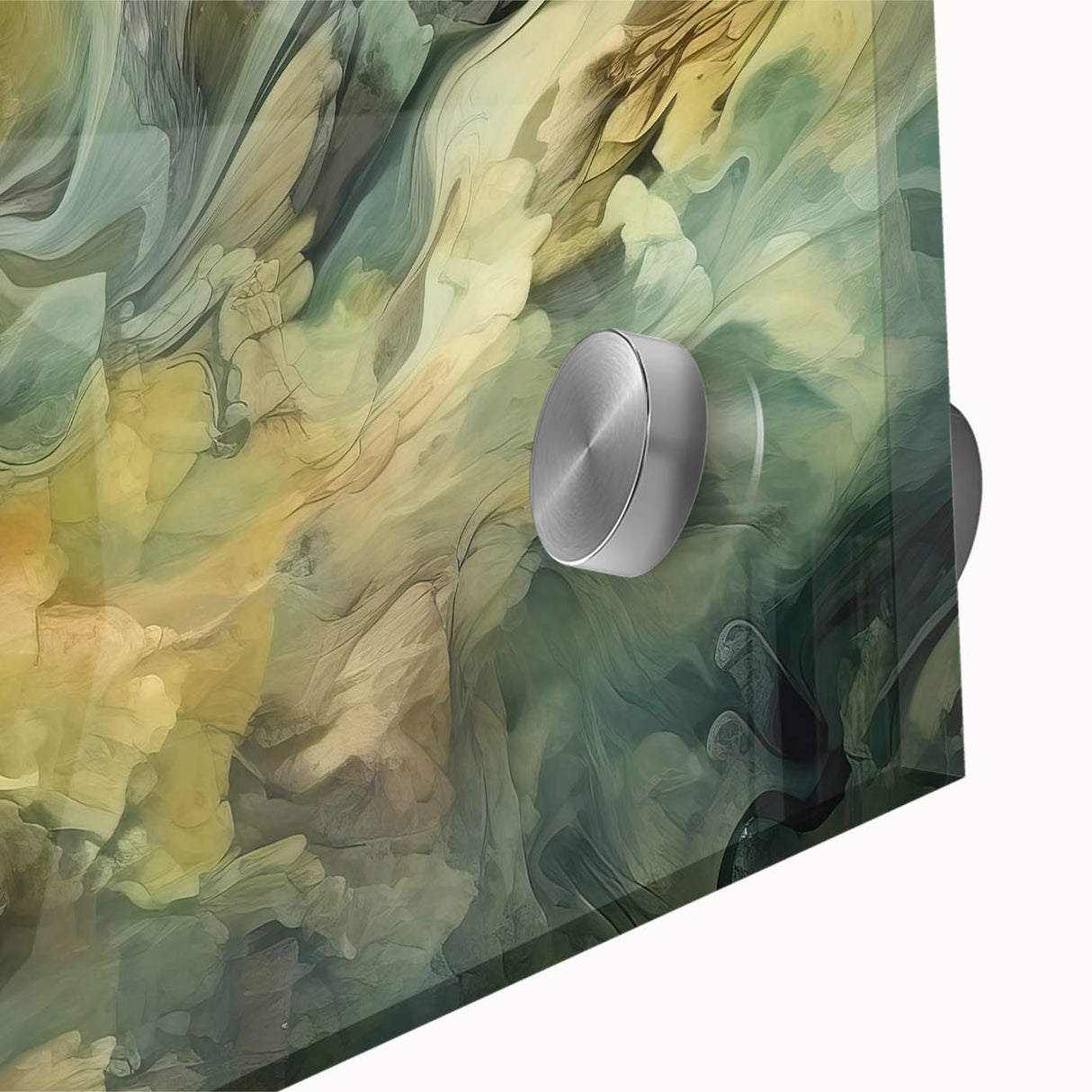 Abstract wall art design featuring vibrant strokes in shades of blue, orange, and yellow, printed on acrylic glass, showcasing a modern artistic expression ideal for contemporary decor.