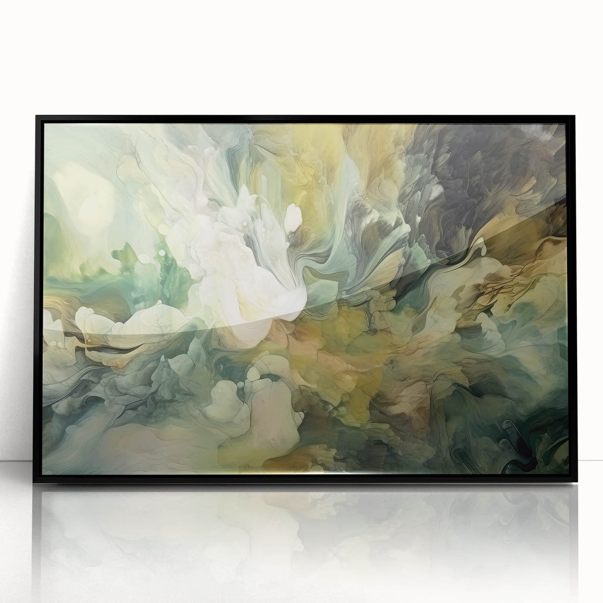 Framed abstract strokes wall art in black acrylic, showcasing dynamic brushwork and modern design, perfect for contemporary home decor and stylish interiors.