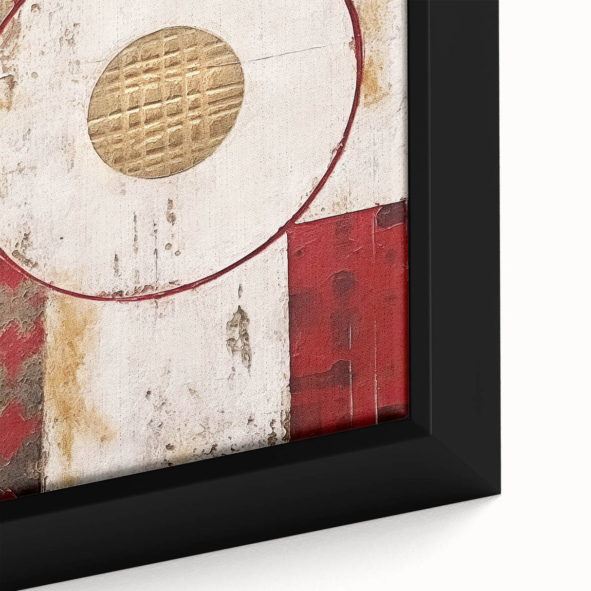 Close-up of framed abstract strokes wall art featuring vibrant colors of blue, orange, and yellow, ideal for modern home decor, enhancing artistic interiors.