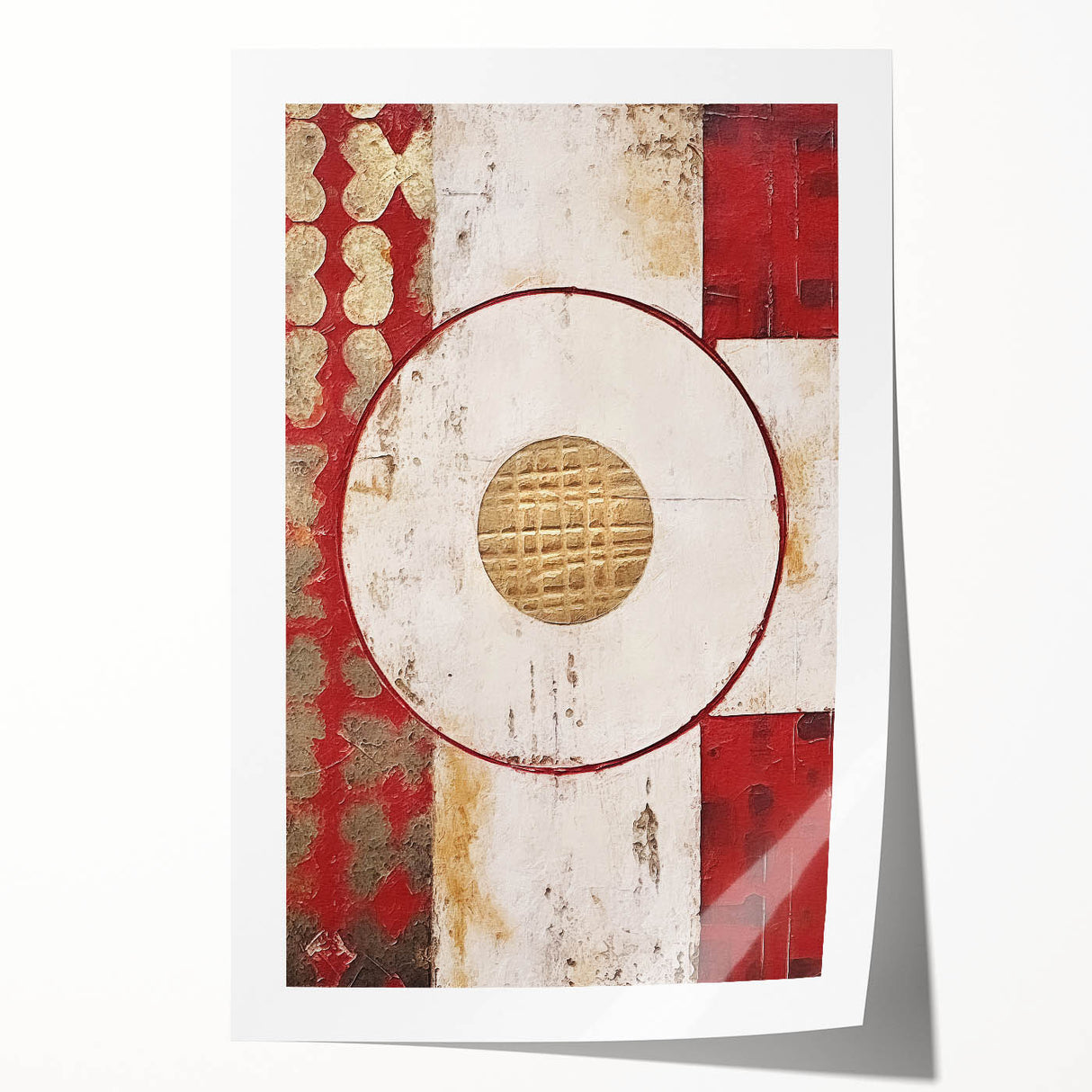 Abstract wall art print showcasing vibrant strokes in blue, orange, and yellow hues, rolled and ready for framing, perfect for modern home decor.