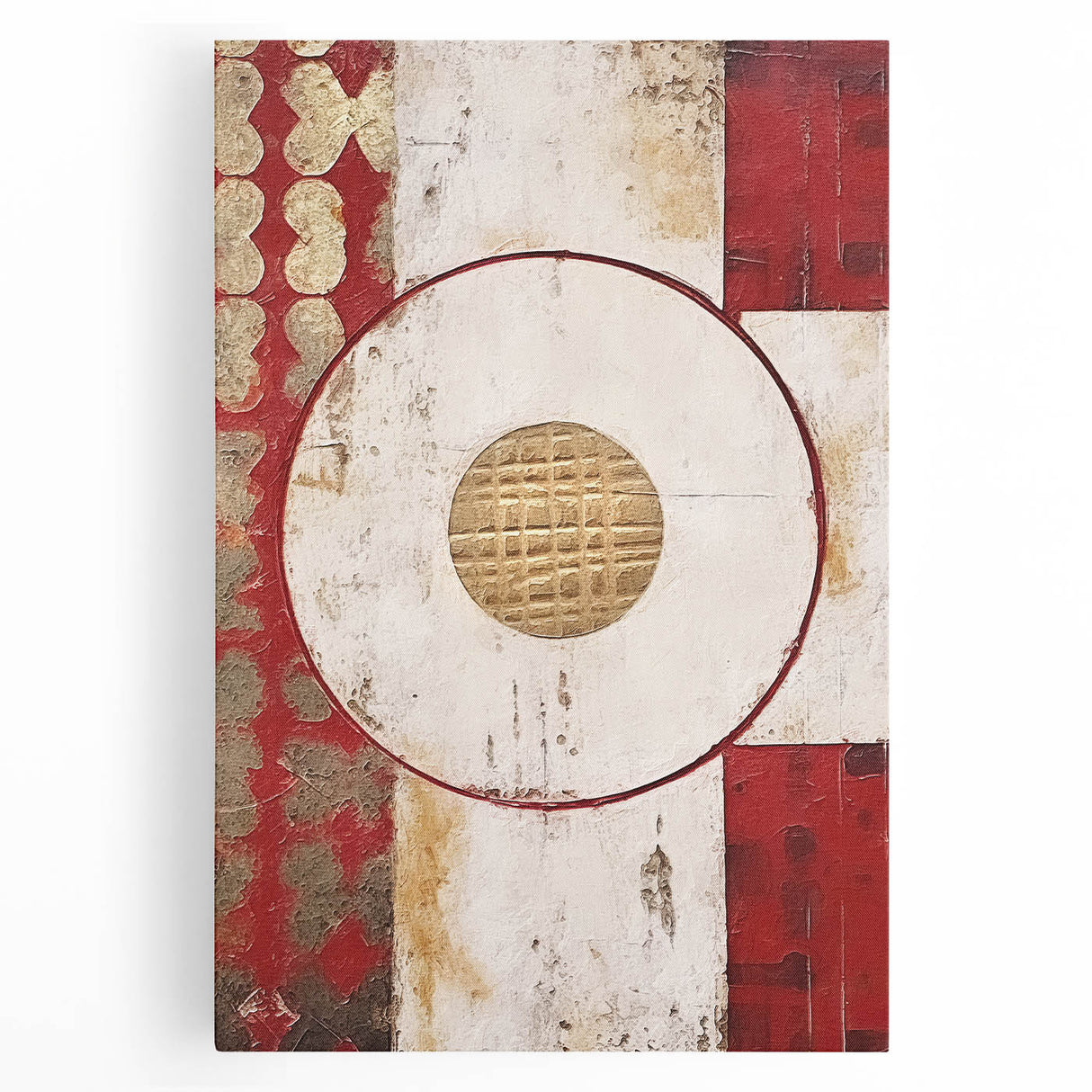 Abstract wall art canvas featuring vibrant strokes in shades of blue, yellow, and red, designed to enhance modern interior decor and create a lively atmosphere.