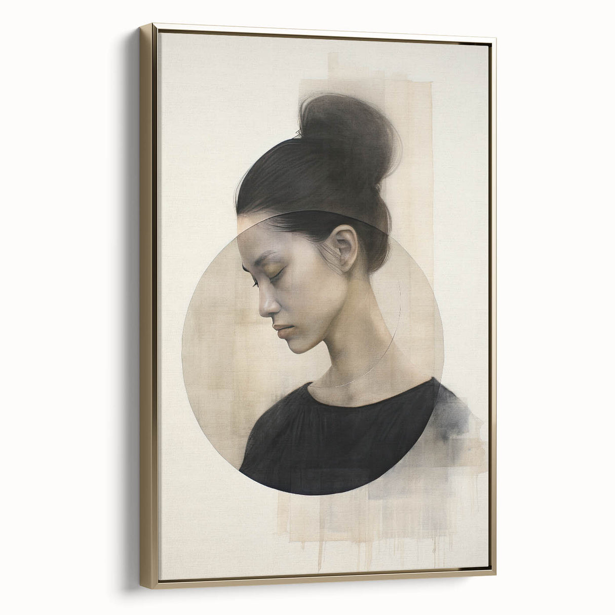 Elegant Dining Room Art Prints - Black & Beige Modern Portrait