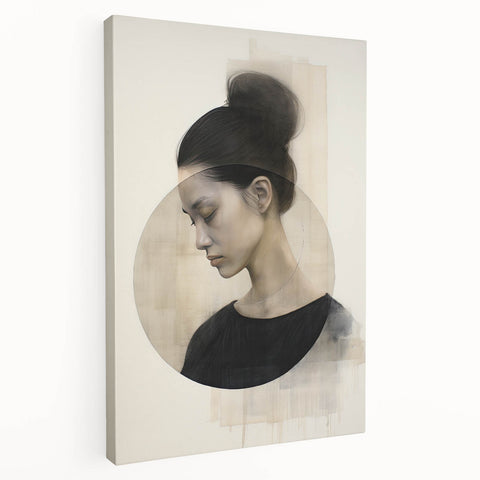 Elegant Dining Room Art Prints - Black & Beige Modern Portrait