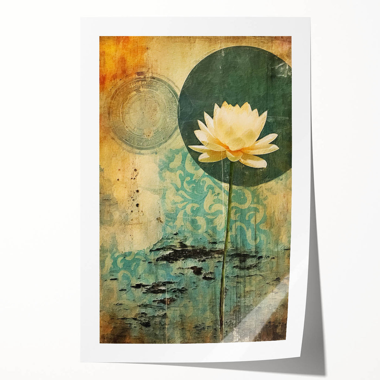 Abstract floral wall art print featuring vibrant colors and intricate designs, rolled and ready for framing, ideal for home decor enhancement.