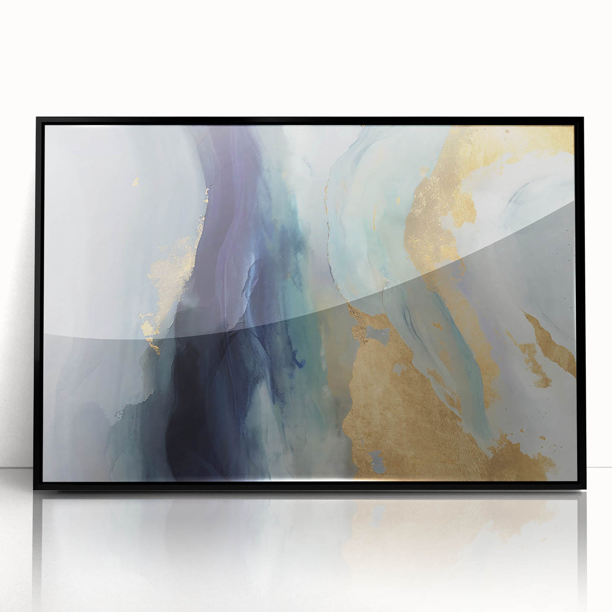 Framed abstract wall art featuring dynamic strokes in black and white, set against a sleek backdrop, enhancing modern decor with its contemporary elegance.