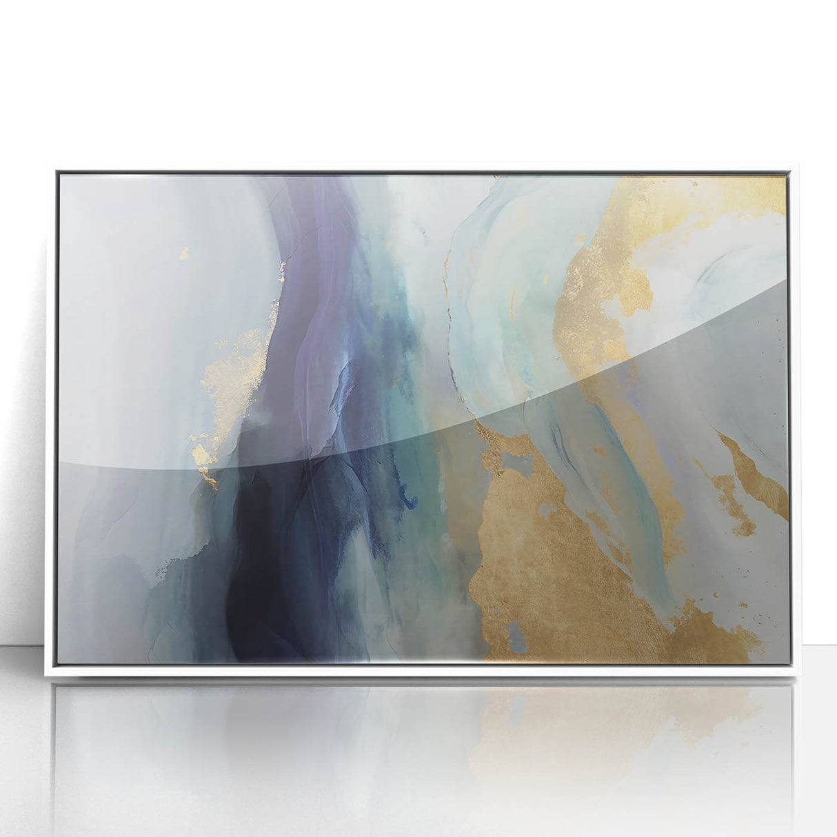 Framed acrylic wall art featuring abstract strokes in white and shades of gray, designed to enhance modern decor with a sophisticated touch.