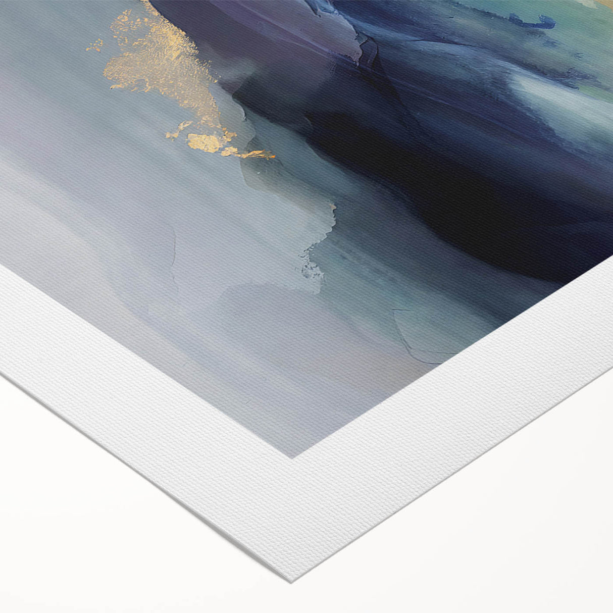 Abstract wall art on rolled canvas showcasing vibrant strokes in shades of blue, orange, and yellow, ideal for modern home decor. Perfect for enhancing living spaces.