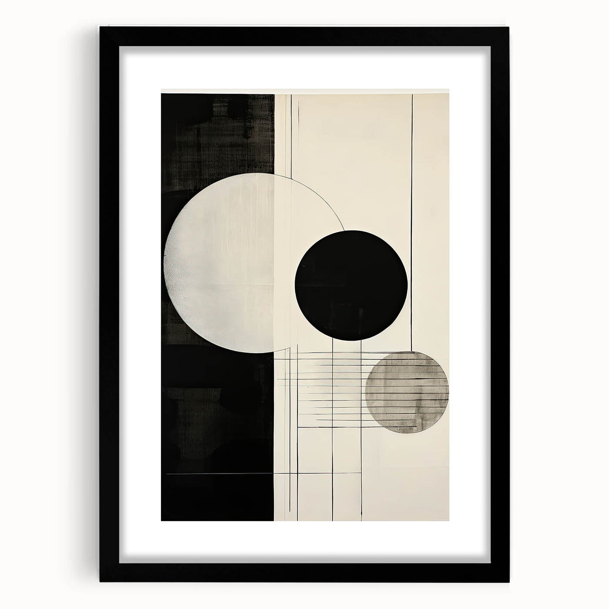 Modern Dining Area Art Pieces - Black & White Geometric Canvas