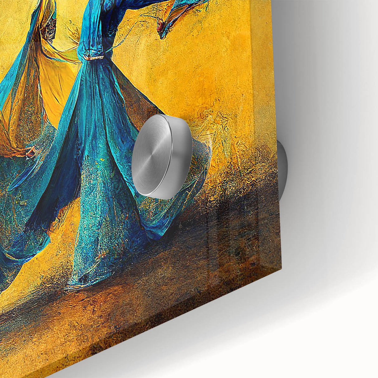 Abstract figurative wall art piece showcasing vibrant colors and intricate designs in a close-up view, perfect for modern home decor. Printed on acrylic glass for a sleek finish.