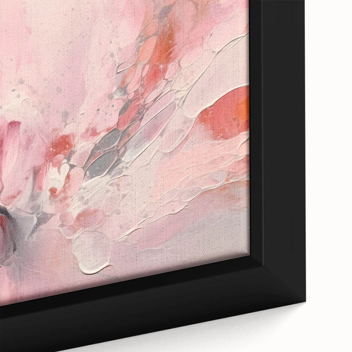 Close-up of a framed abstract strokes wall art on canvas, showcasing vibrant colors and dynamic brushwork, perfect for modern home decor.