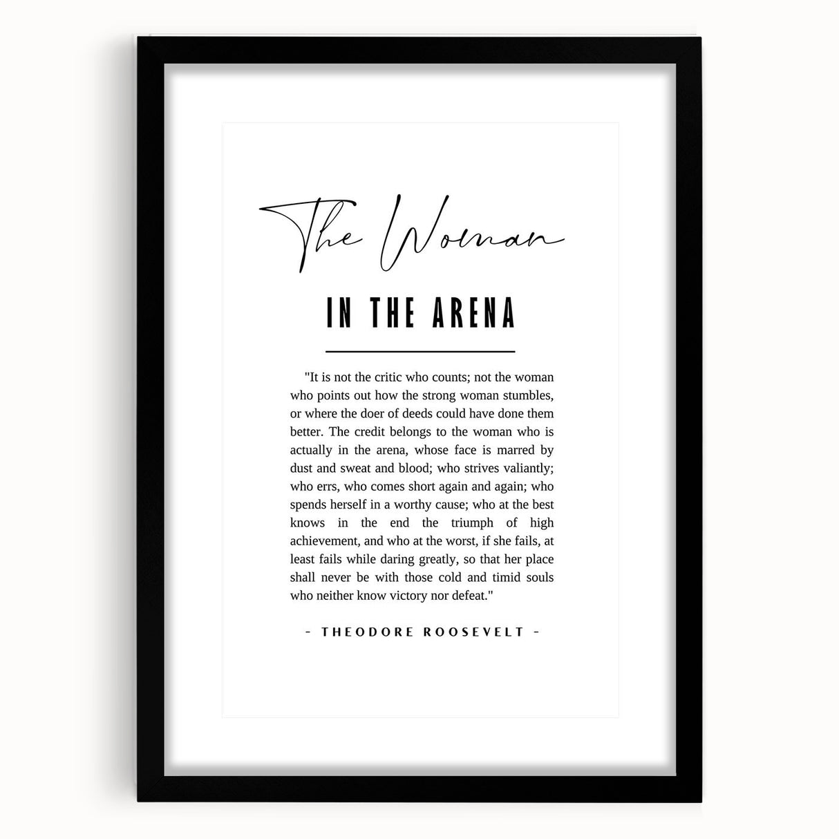 Inspirational Typography Art Print – The Woman in the Arena