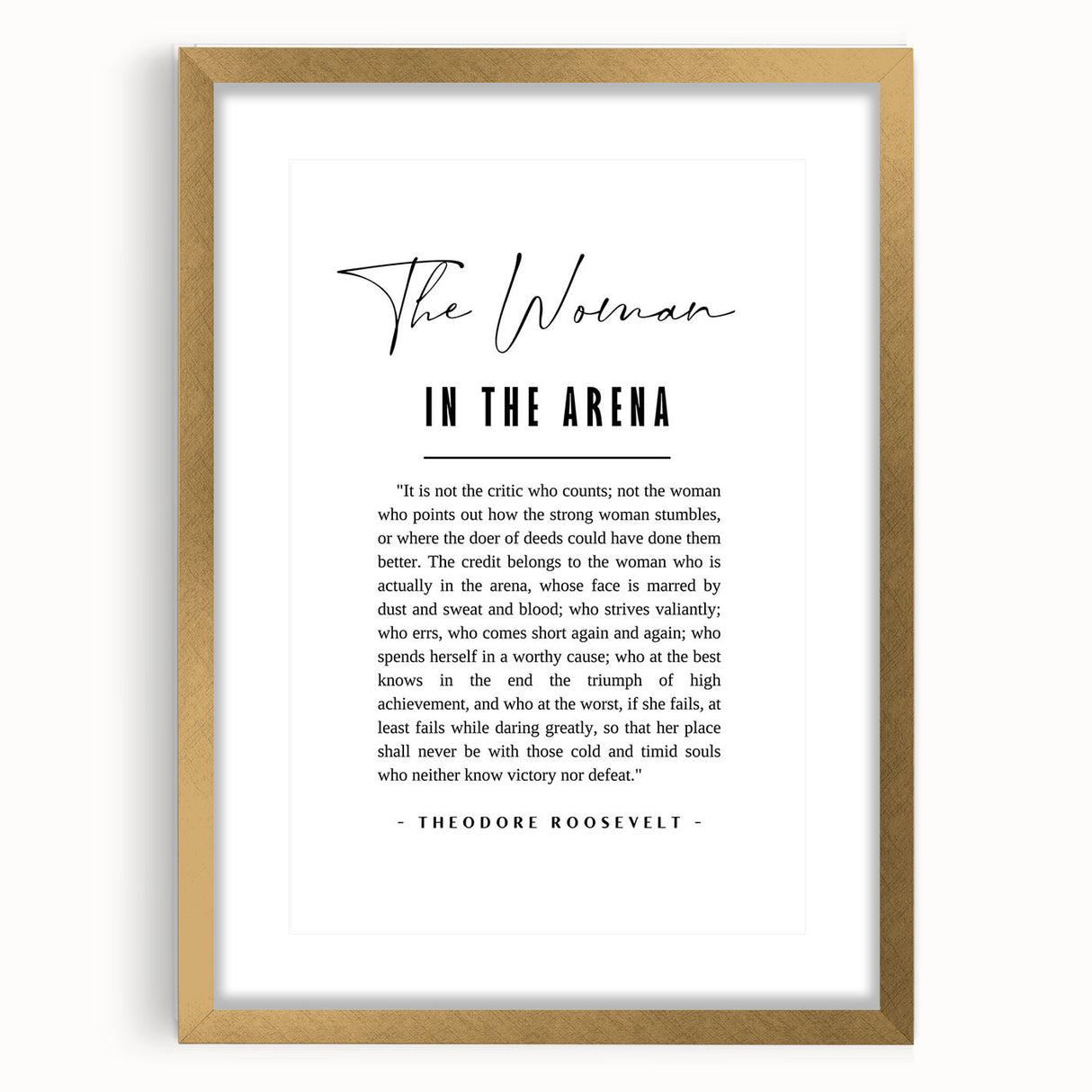 Inspirational Typography Art Print – The Woman in the Arena