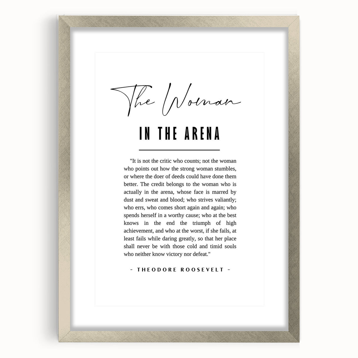Inspirational Typography Art Print – The Woman in the Arena