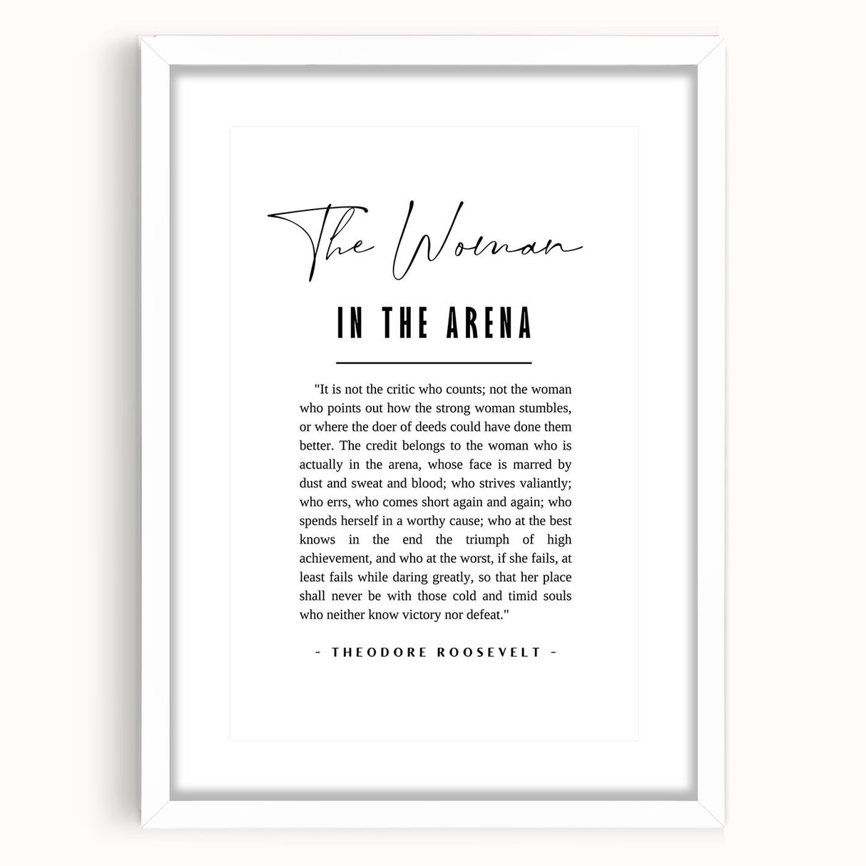 Inspirational Typography Art Print – The Woman in the Arena