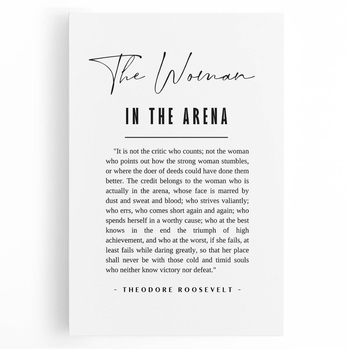 Inspirational Typography Art Print – The Woman in the Arena