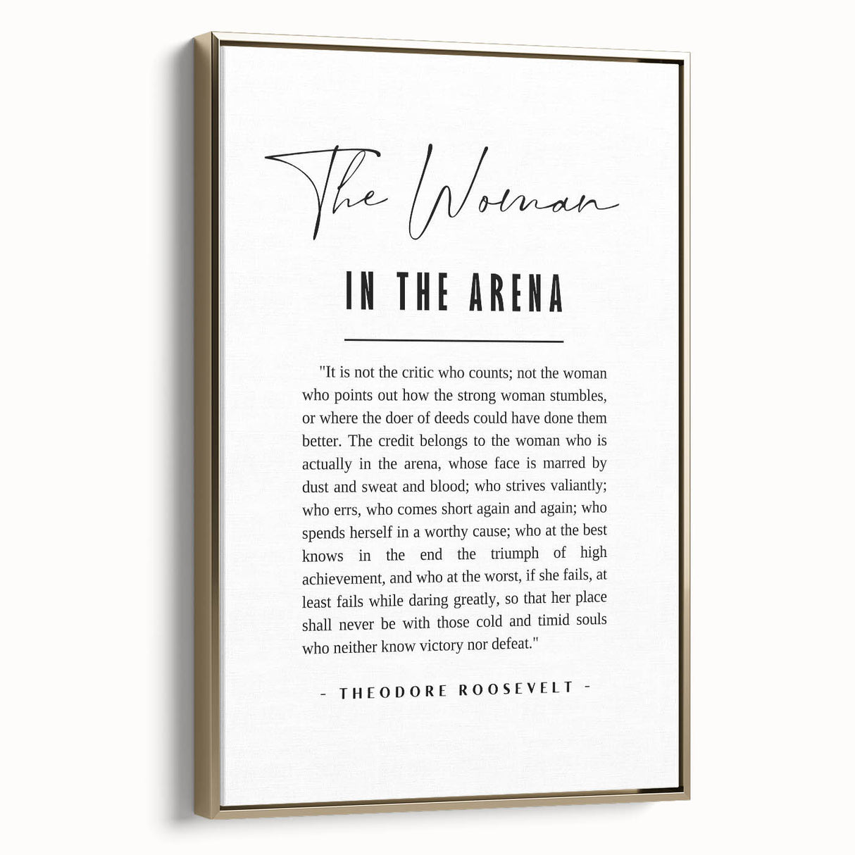 Inspirational Typography Art Print – The Woman in the Arena