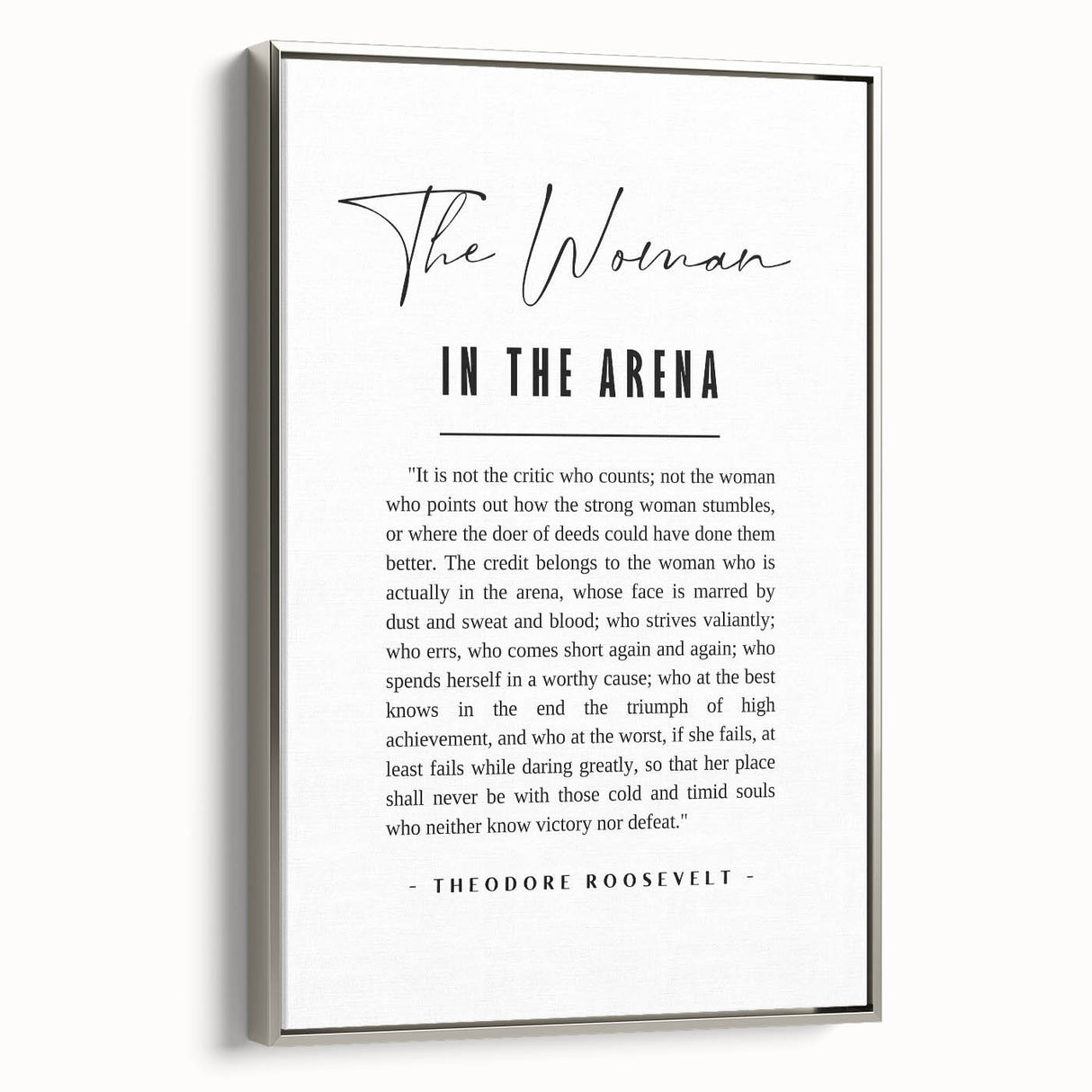 Inspirational Typography Art Print – The Woman in the Arena
