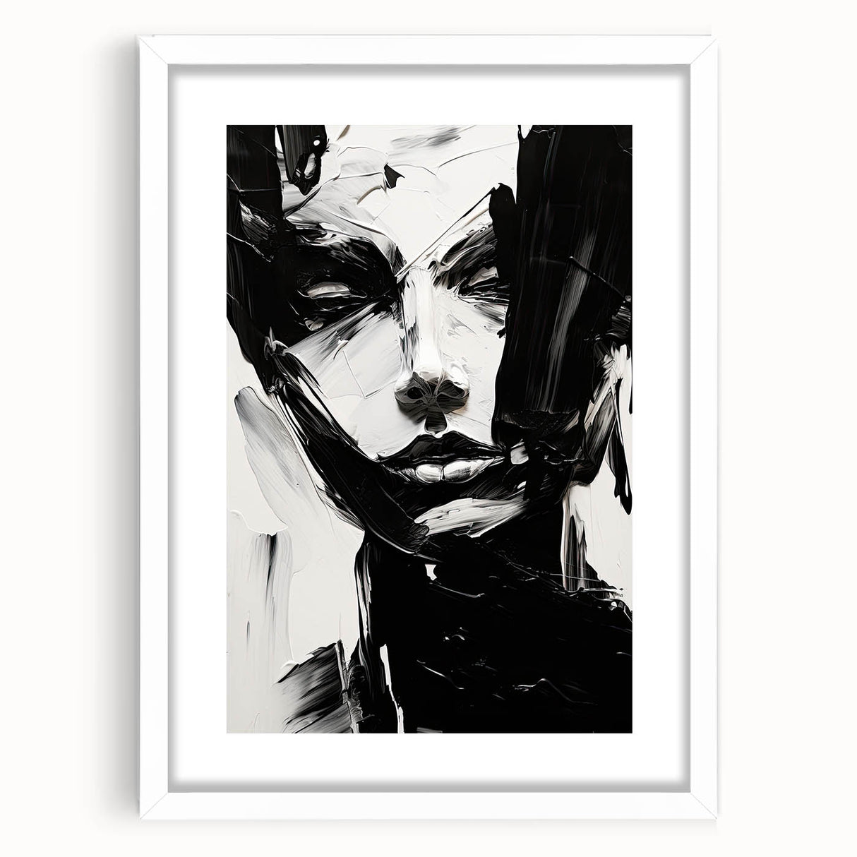 Acrylic Dining Room Artwork - Black & White Expressive Portrait