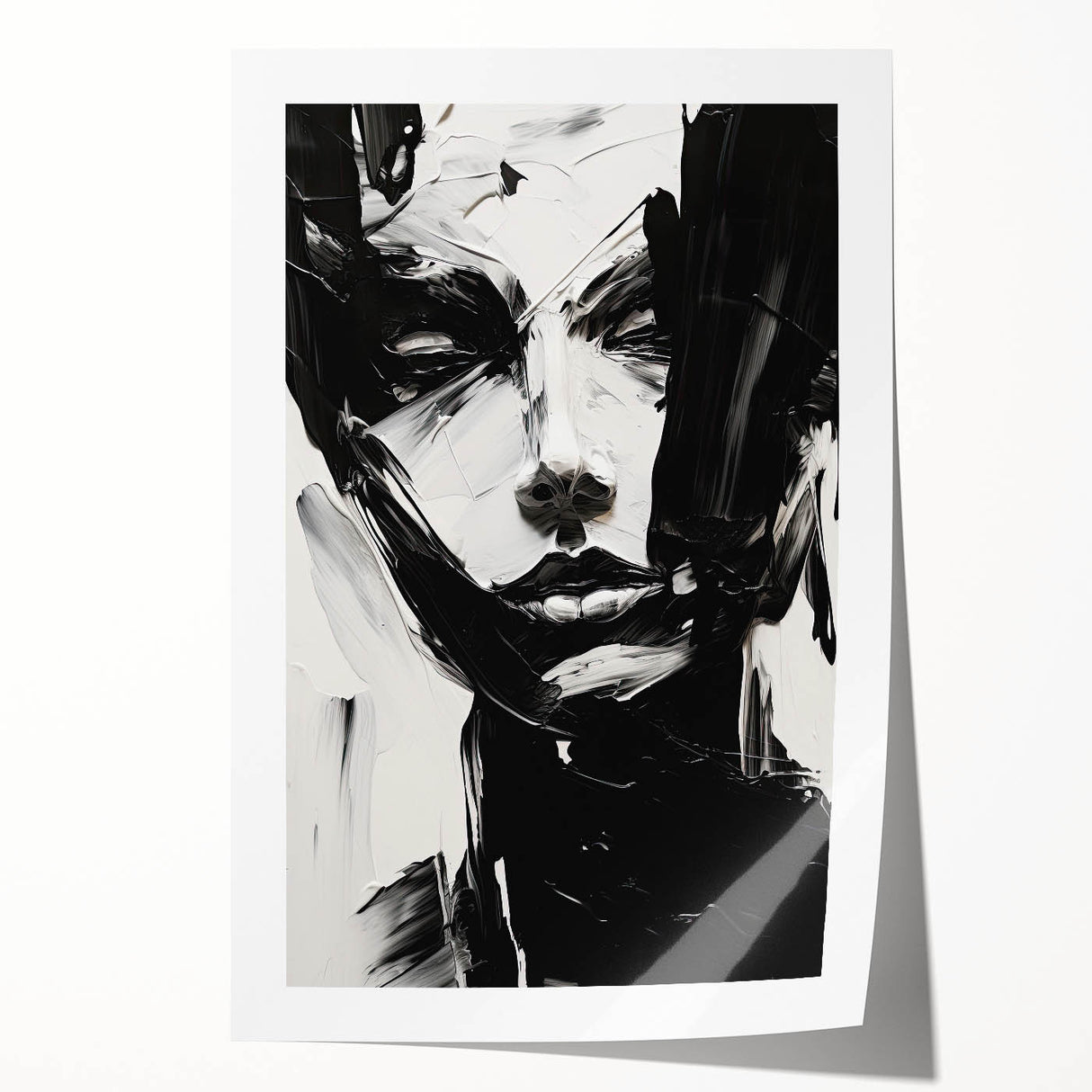 Acrylic Dining Room Artwork - Black & White Expressive Portrait