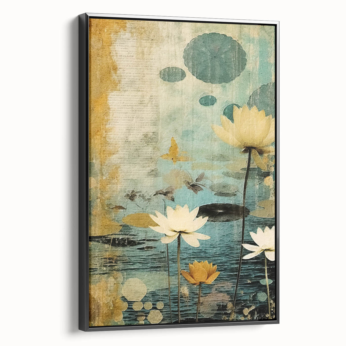 Framed abstract floral wall art in vibrant colors, showcasing intricate designs on a black canvas. Ideal for modern home decor, enhancing any room's style.