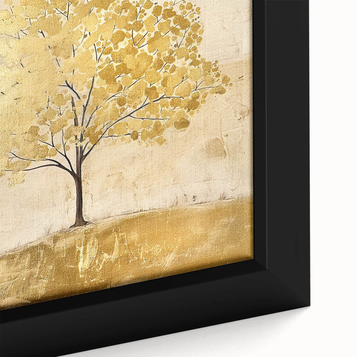 Abstract landscape wall art featuring vibrant colors and textured brush strokes, elegantly framed for a modern aesthetic, ideal for home decor or office spaces.