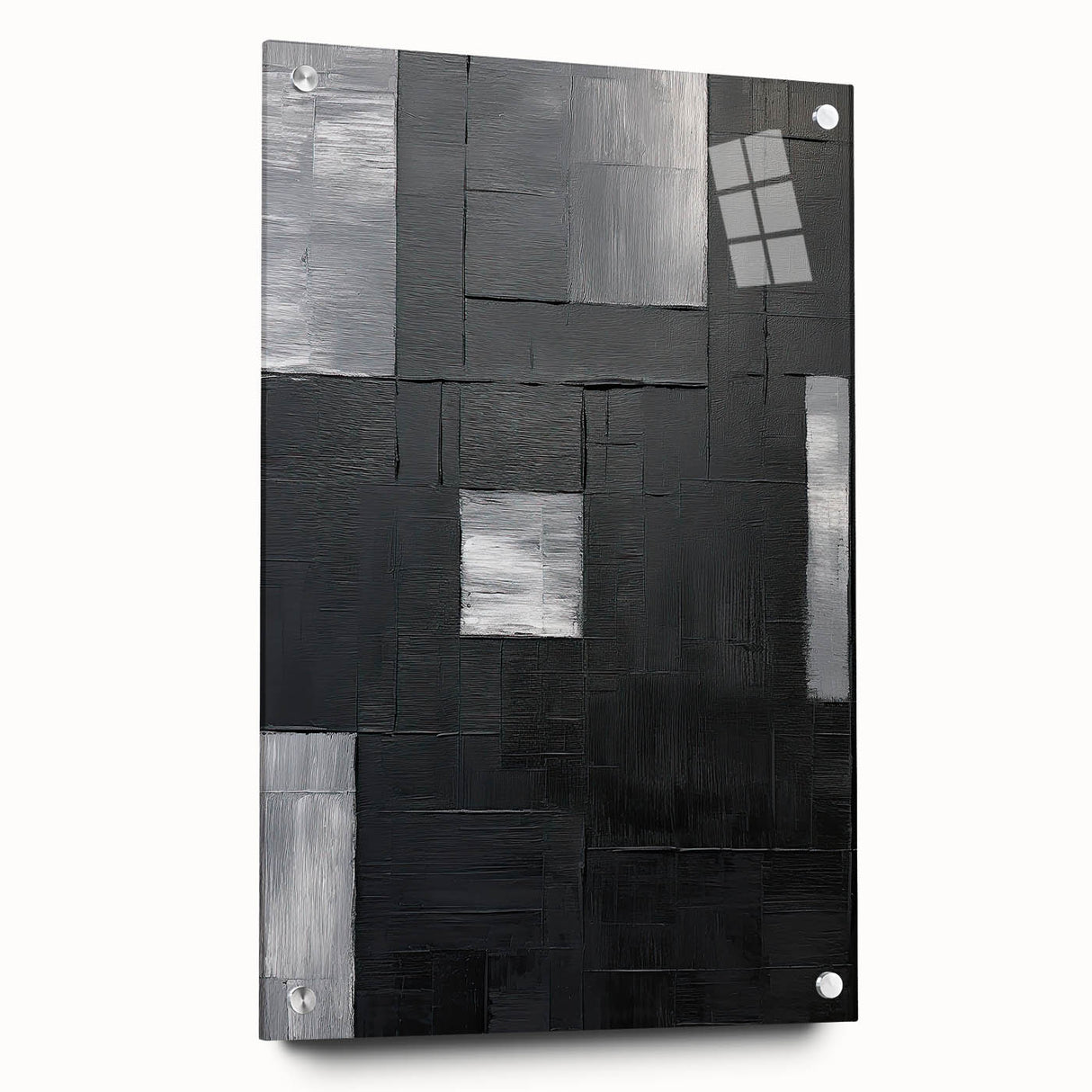 Framed Dining Room Prints - Black & Silver Textured Abstract Art