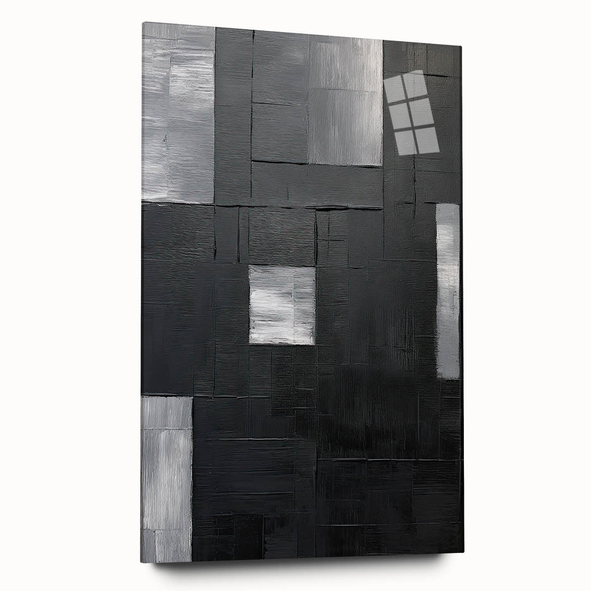 Framed Dining Room Prints - Black & Silver Textured Abstract Art