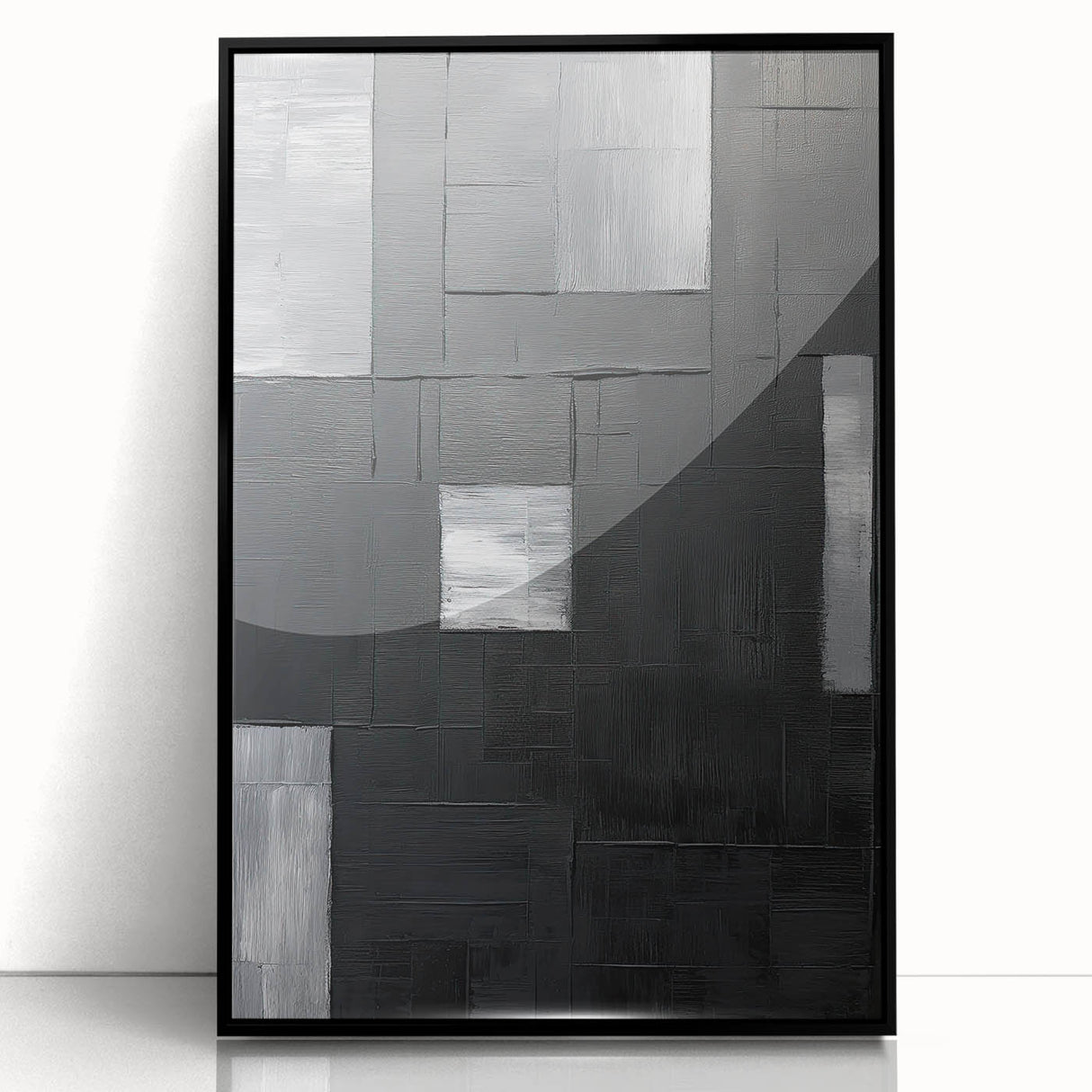 Framed Dining Room Prints - Black & Silver Textured Abstract Art