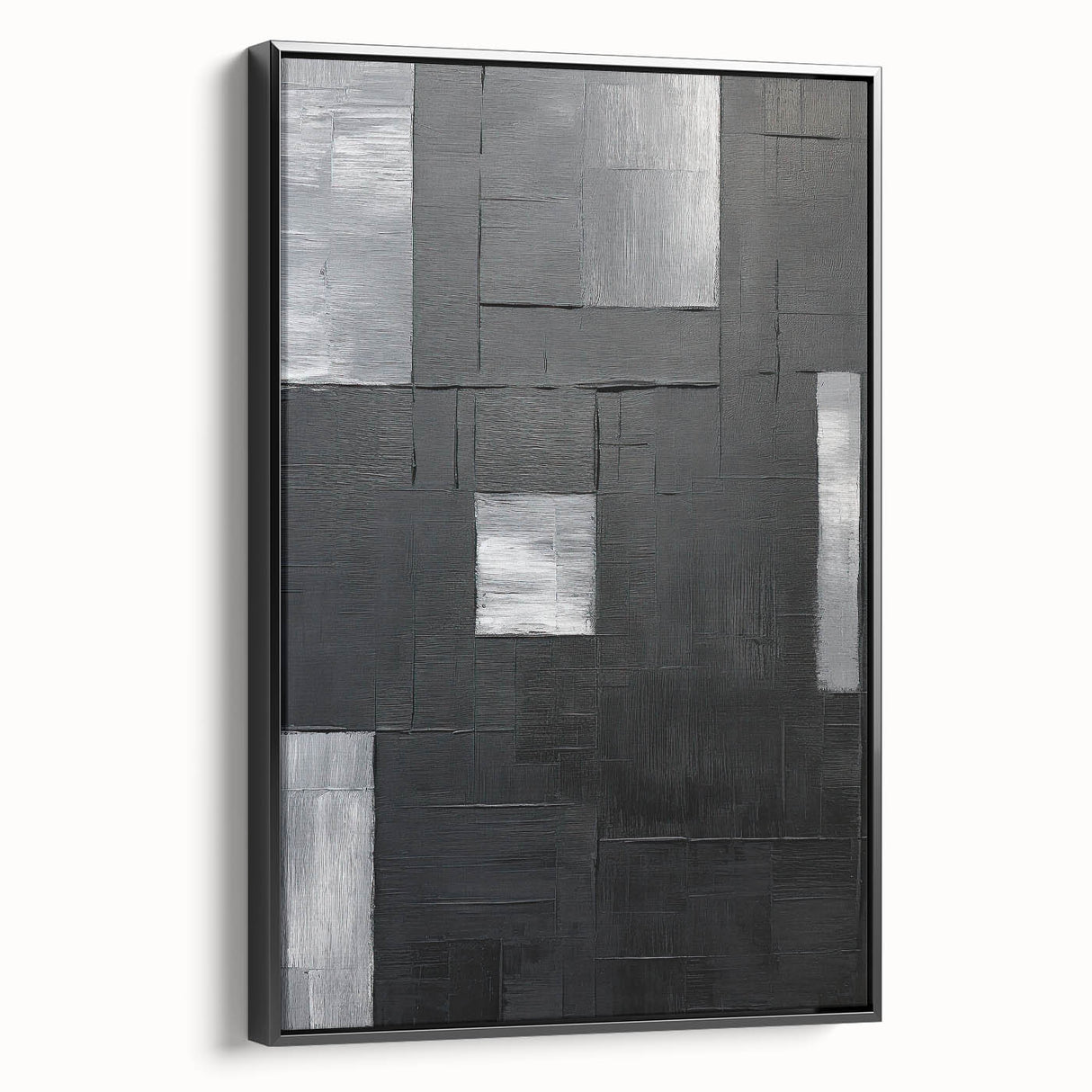 Framed Dining Room Prints - Black & Silver Textured Abstract Art