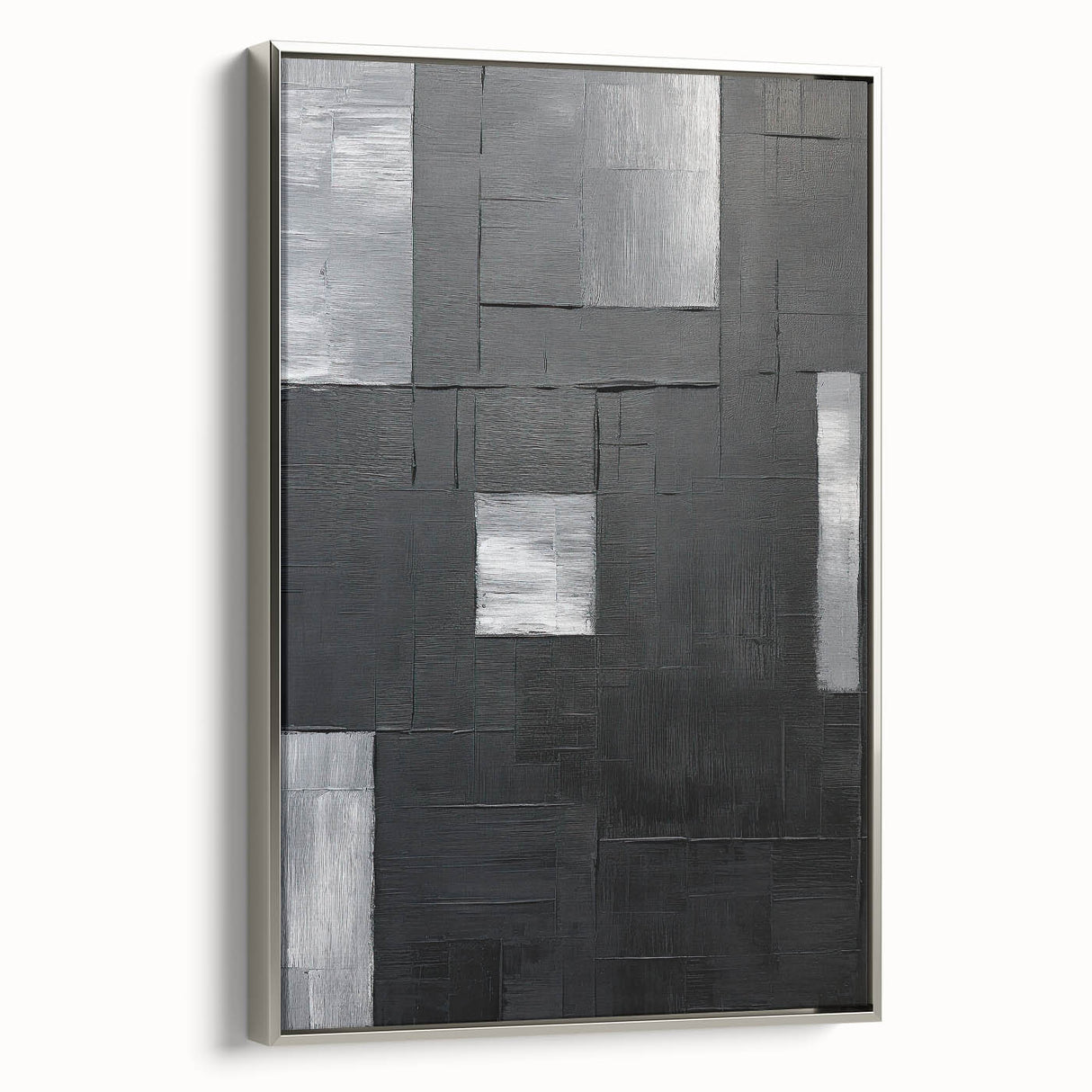 Framed Dining Room Prints - Black & Silver Textured Abstract Art