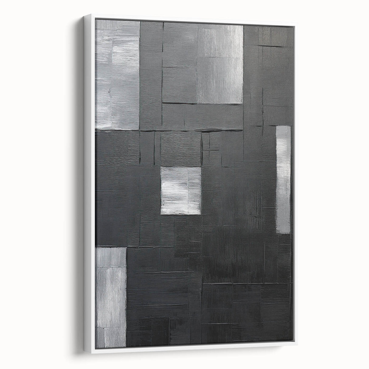 Framed Dining Room Prints - Black & Silver Textured Abstract Art