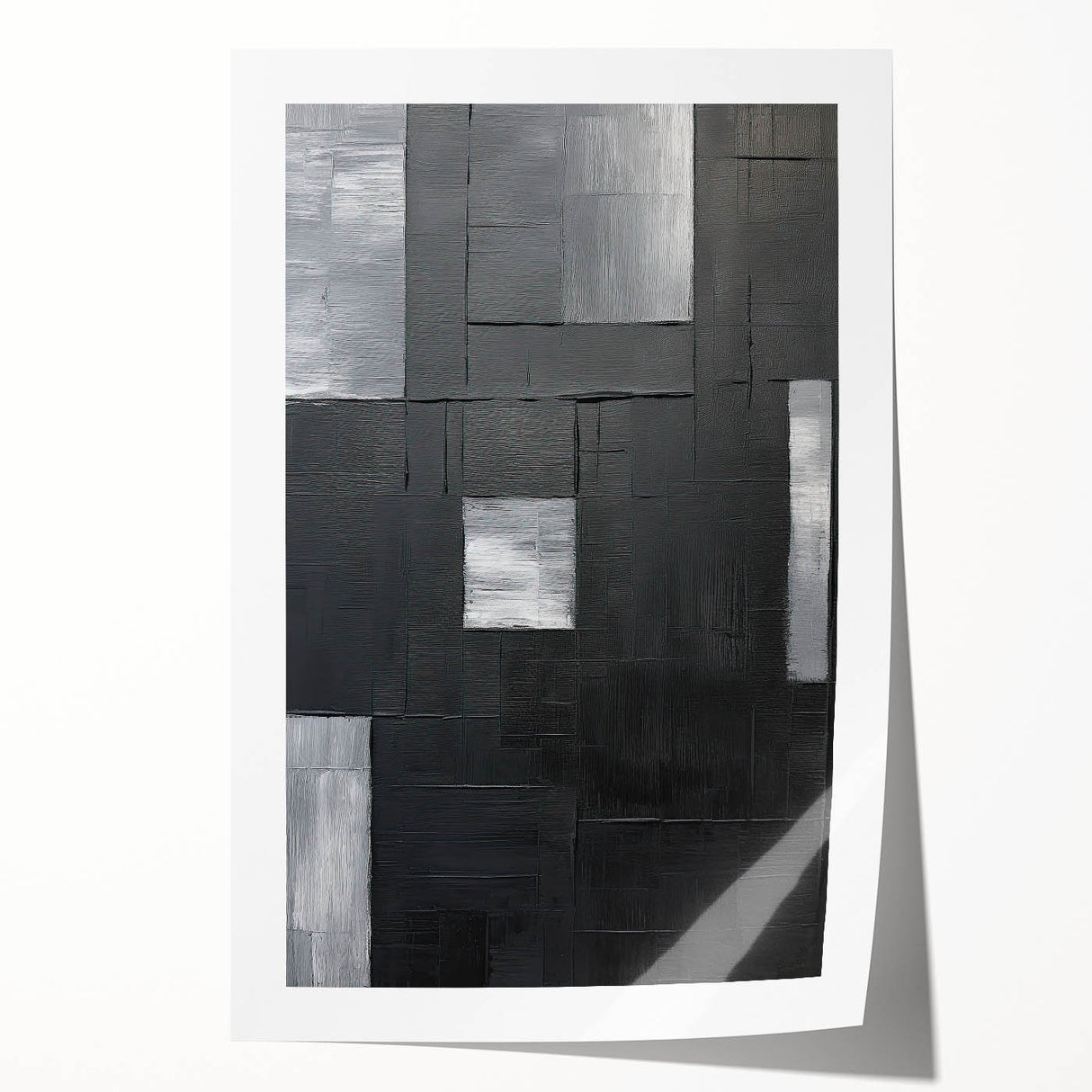 Framed Dining Room Prints - Black & Silver Textured Abstract Art