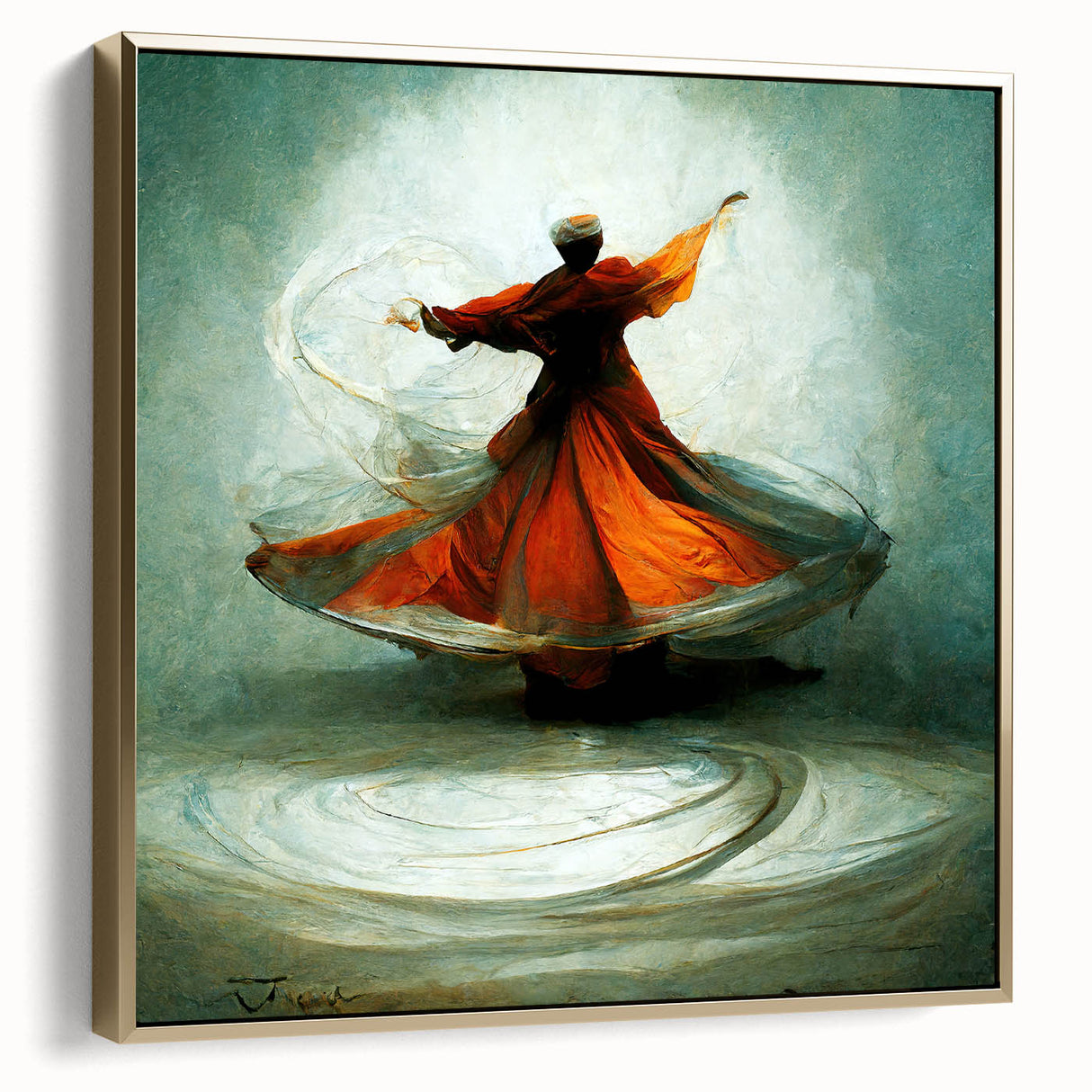 Abstract figurative wall art in gold and silver tones, elegantly framed, showcasing a modern design that adds sophistication to any decor.