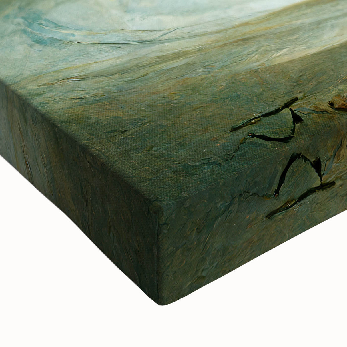 Close-up of a vibrant abstract figurative wall art piece on stretched canvas, showcasing bold colors and intricate textures, ideal for modern home decor.