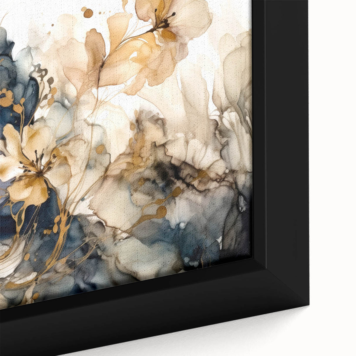 Colorful abstract floral wall art on a textured canvas, featuring vibrant hues of pink, green, and blue, elegantly framed and ideal for contemporary decor.