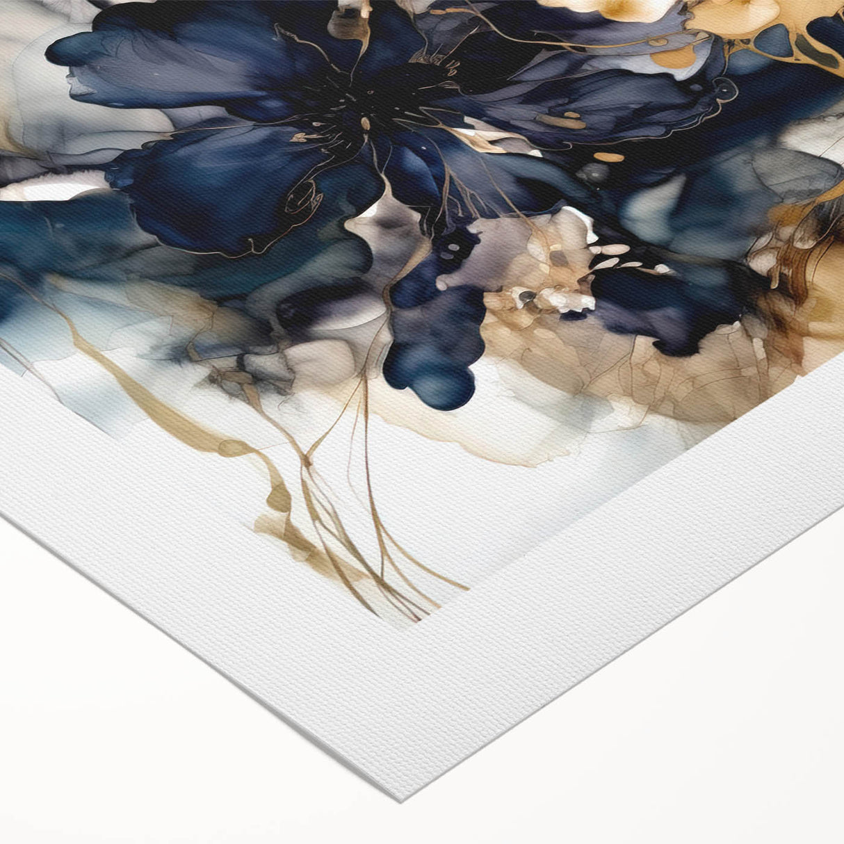 Abstract floral wall art on rolled canvas, showcasing vibrant colors and intricate patterns, perfect for modern home decor, packaged securely in a sturdy tube.