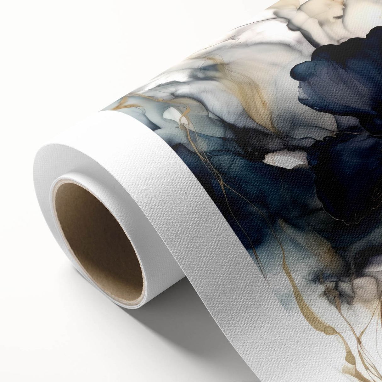 Abstract floral wall art printed on rolled canvas, showcasing vibrant colors and intricate designs, ideal for modern home decor. Packaged securely in a cardboard tube for easy shipping.