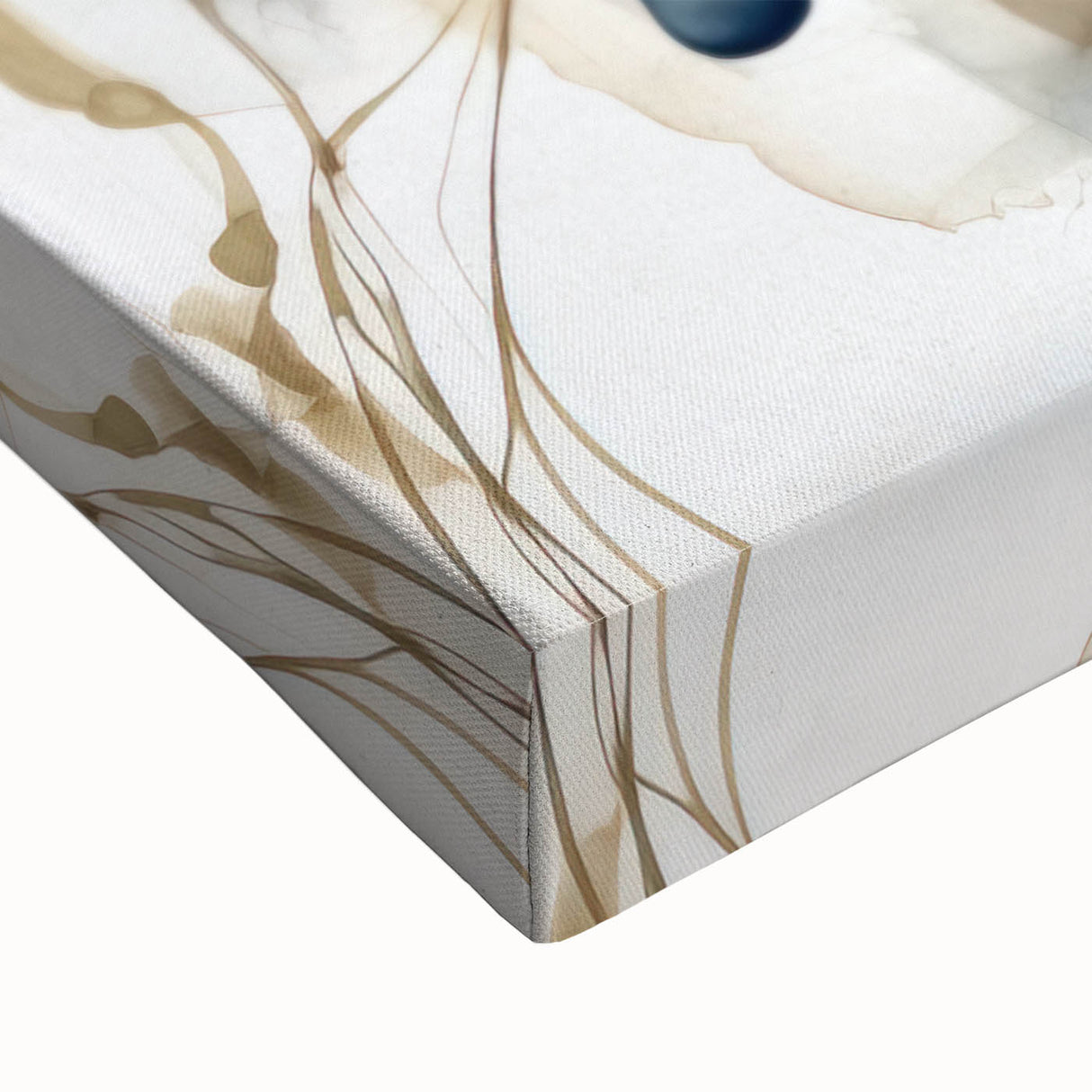 Close-up of vibrant abstract floral wall art on stretched canvas, showcasing intricate details and rich colors, ideal for modern home decor enhancement.