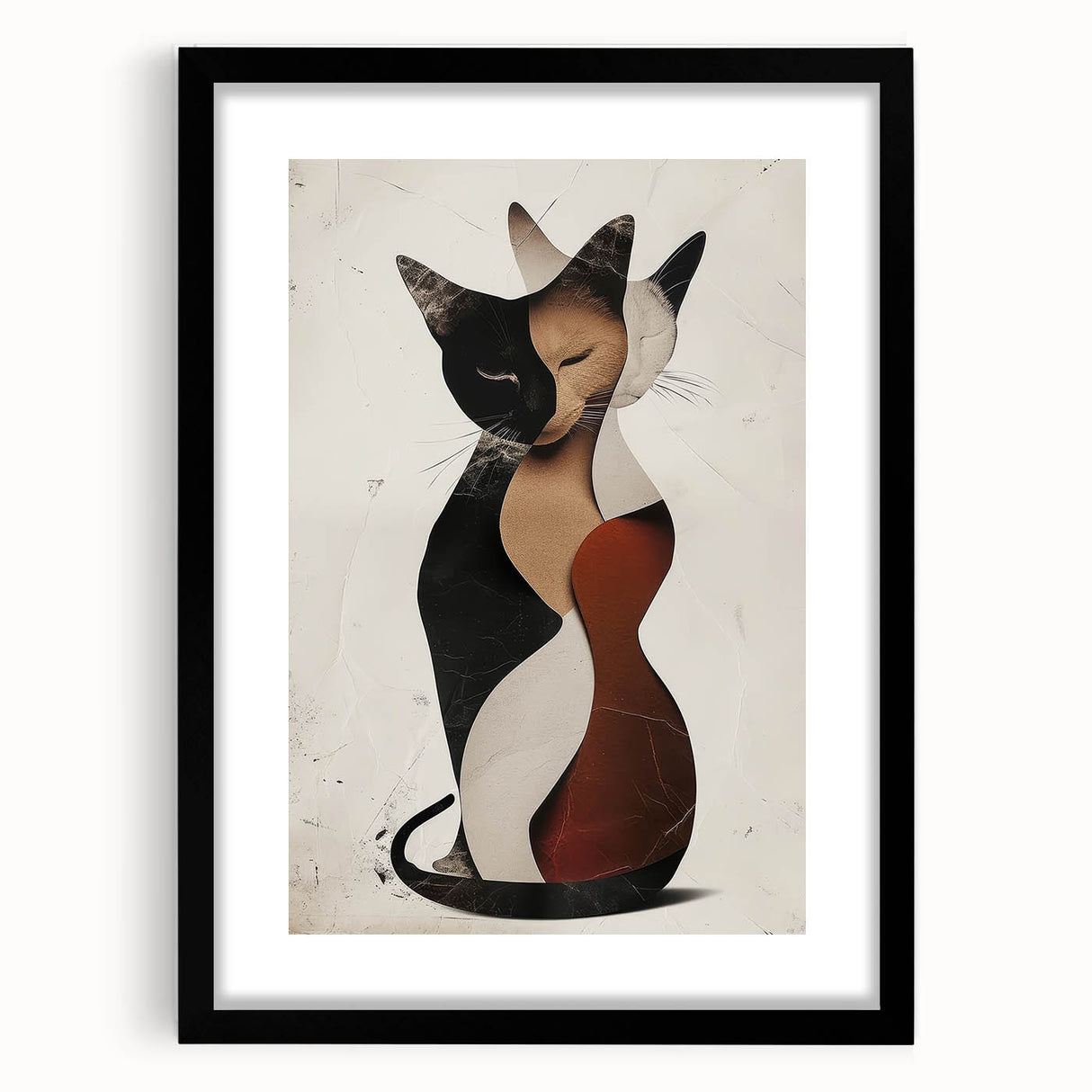 Abstract Cat Bedroom Wall Art - Black and Brown Canvas Print