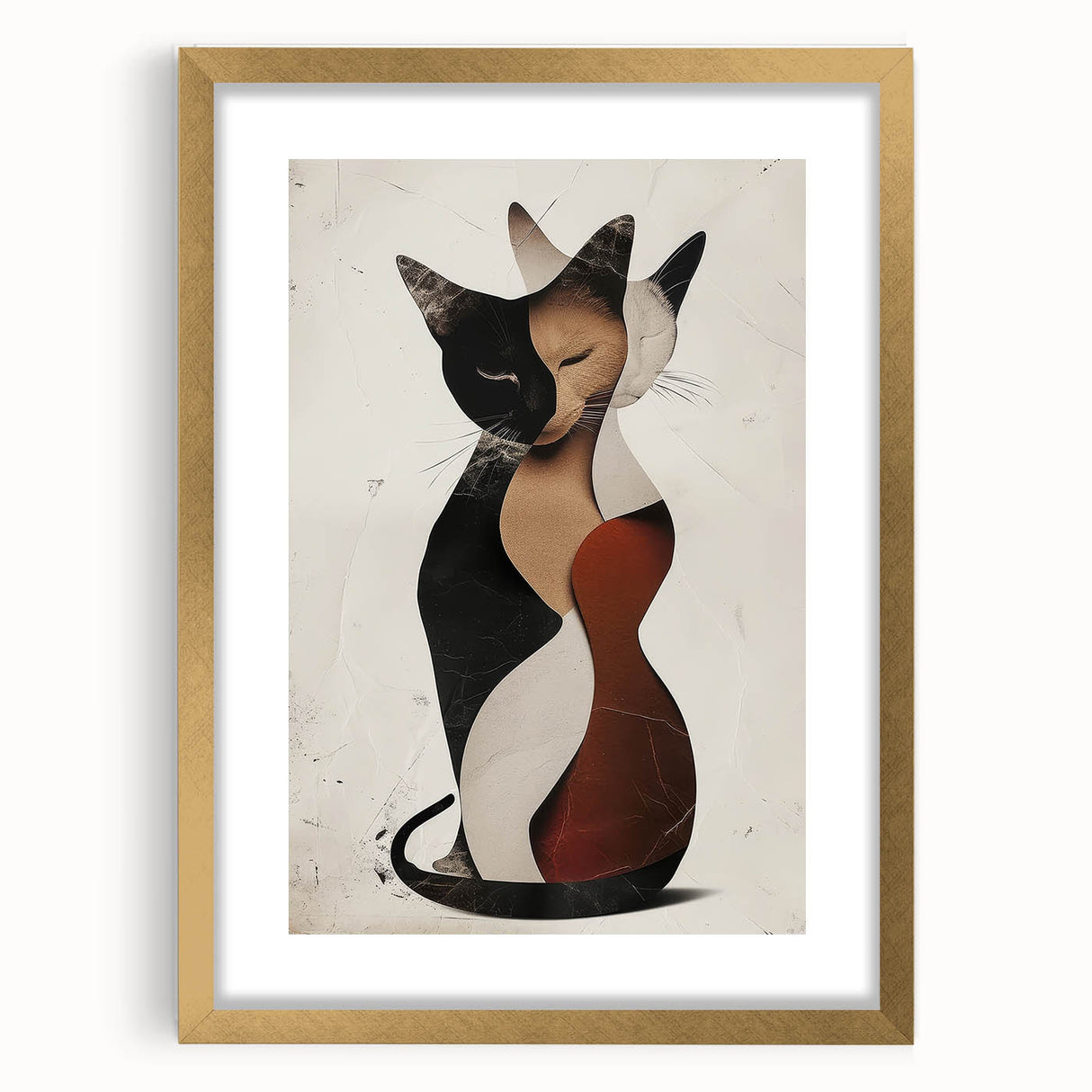 Abstract Cat Bedroom Wall Art - Black and Brown Canvas Print