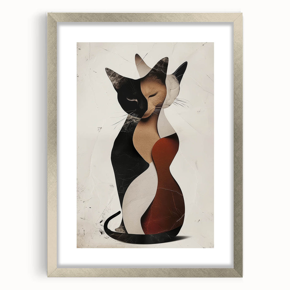 Abstract Cat Bedroom Wall Art - Black and Brown Canvas Print