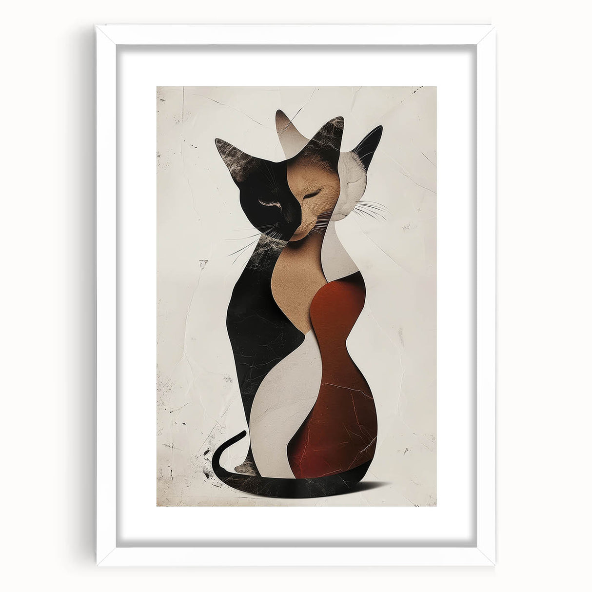 Abstract Cat Bedroom Wall Art - Black and Brown Canvas Print