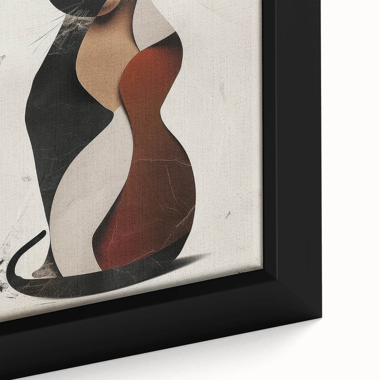 Abstract Cat Bedroom Wall Art - Black and Brown Canvas Print