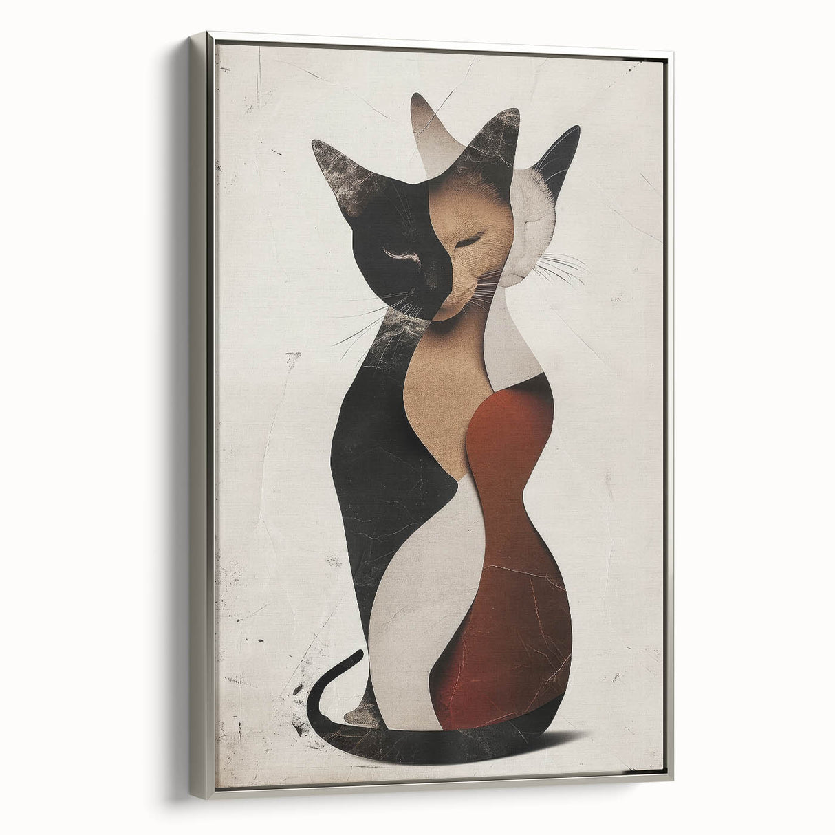 Abstract Cat Bedroom Wall Art - Black and Brown Canvas Print
